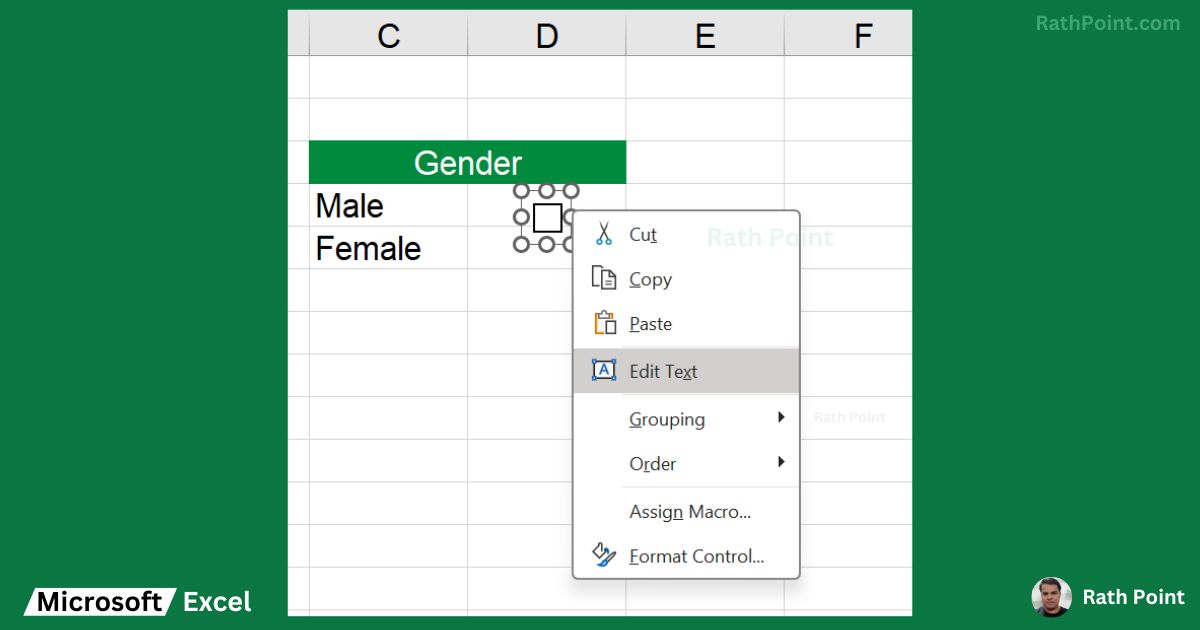 How to Insert Checkbox in Excel (Step 2)