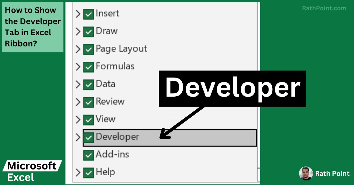 How to Show the Developer Tab in Excel Ribbon 2 - Rath Point
