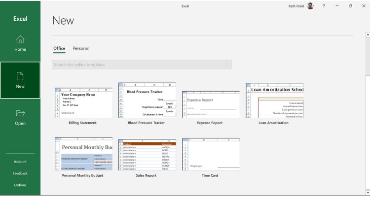 Types of Excel Templates