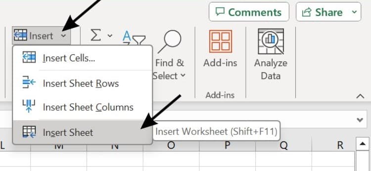 Excel Workbook - Insert Worksheet in Excel