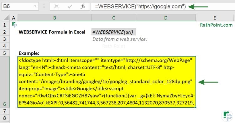 How to use WEBSERVICE Formula in Excel with Example