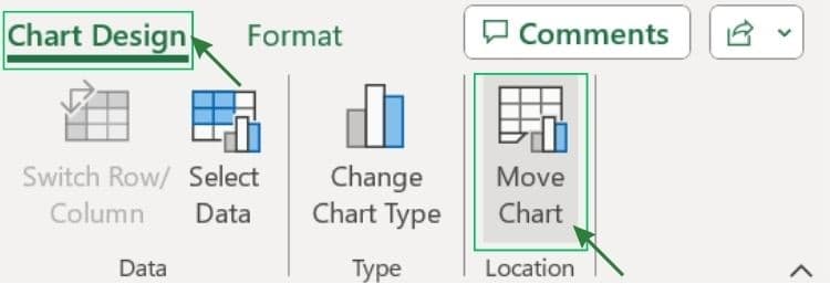 Excel Charts Move to New Worksheet