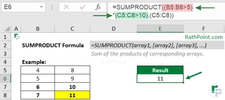 SUMPRODUCT Example (Multiple Criteria)