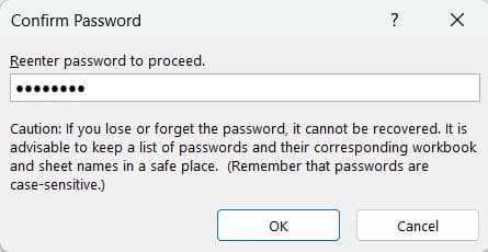 Reenter Password to Proceed in Excel- Rath Point