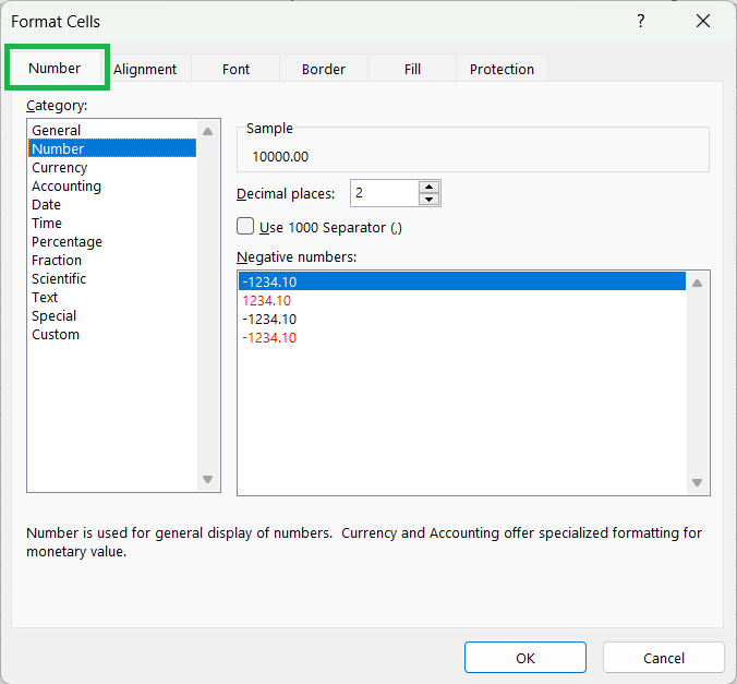 Format Numbers in Excel - Number Tab - Rath Point