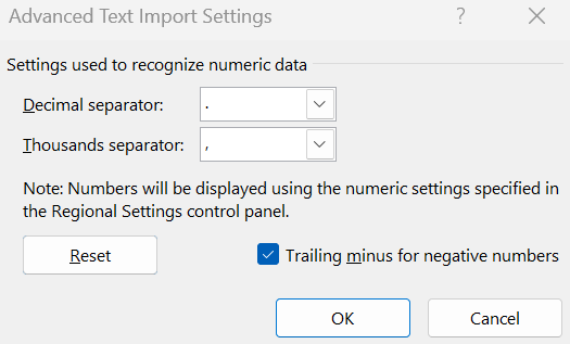 Advanced Text Import Settings - Text to Columns in Excel