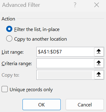 Excel Advanced Filter Dialog Box - Rath Point