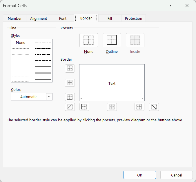How to Add Borders in Excel using Format Cells - Custom Border