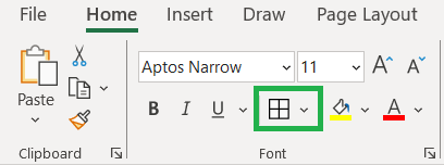 How to Add Borders in Excel using Ribbon - Border Icon - Rath Point