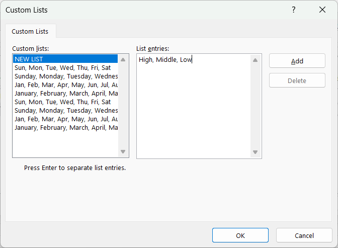 How to Sort Data in Excel - Custom List