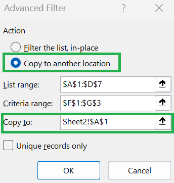 How to use Advanced Filter in Excel to Copy to Another Location - Rath Point