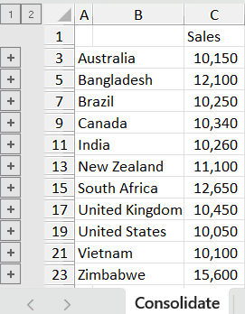 Consolidate Data in Excel - Consolidated Data