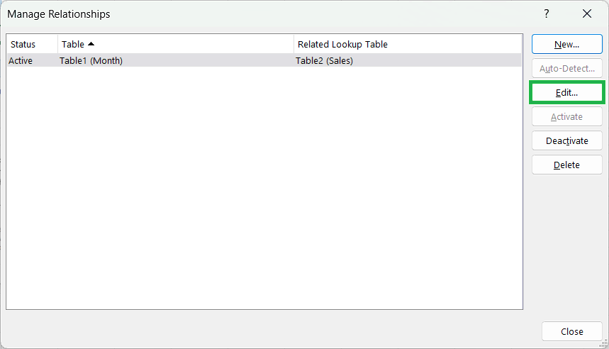 Edit Relationship between Tables in Excel