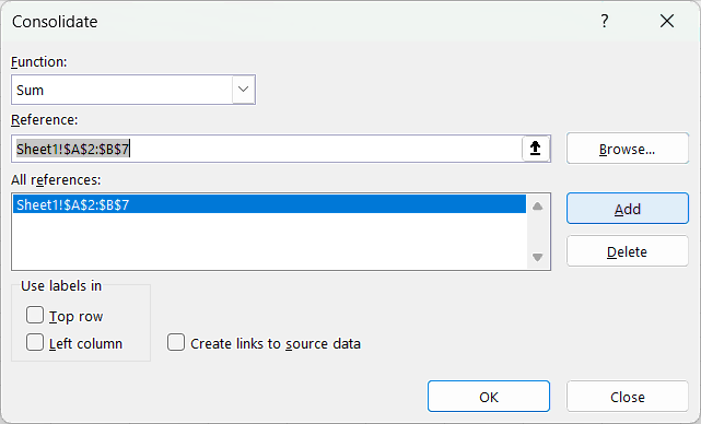 How to Consolidate Data in Excel from Multiple Worksheets - Consolidate Reference