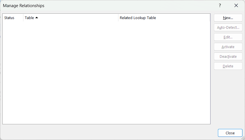 Manage Relationships in Excel