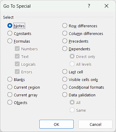 Excel Go to Special - How to use Go To Special in Excel