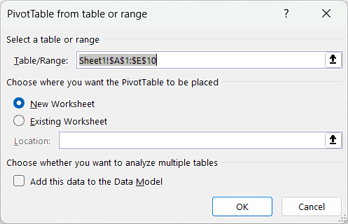 How to Create a Pivot Table in Excel from Table or Range - Excel PivotTable