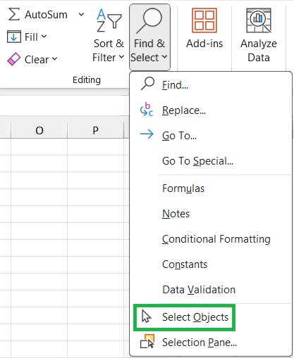 How to Select all Objects in Excel using Select Objects