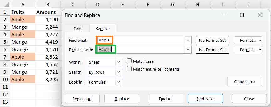 How to use Find and Replace in Excel with Example