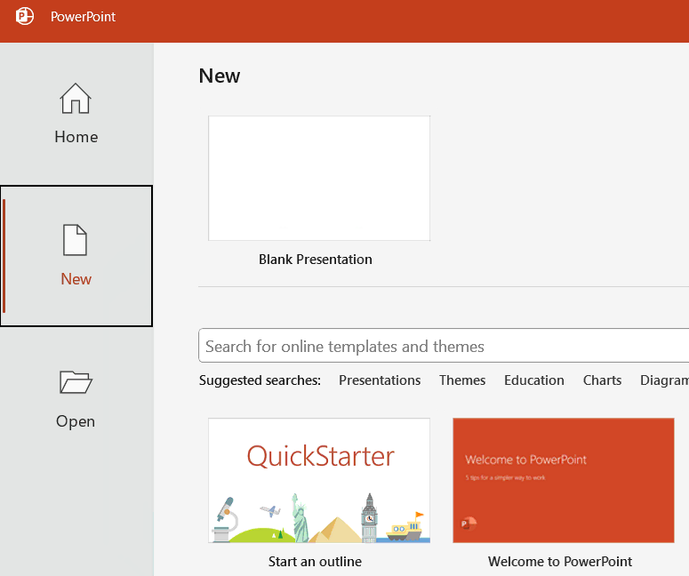 Select Blank Presentation or Template to Create a Presentation in PowerPoint