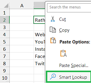 Steps How to use Smart Lookup in Excel