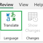 Translate in Excel under Review Tab