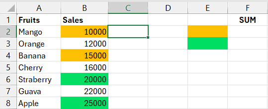 Steps How to SUM by Cell Colour in Excel without VBA