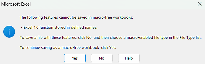 The following features cannot be saved in macro-free workbooks error while saving Excel