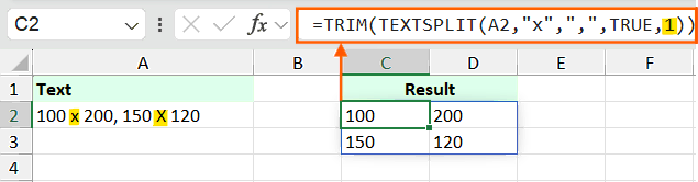 Case-insensitive TEXTSPLIT Function Example