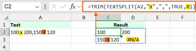 Excel TEXTSPLIT Function Case-sensitive