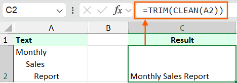 Combine CLEAN and TRIM function in Excel