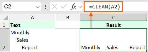 Excel CLEAN Function Example