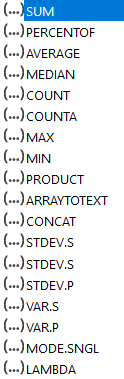 Functions in GROUPBY Formula in Excel