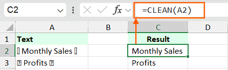 Remove Nonprintable Characters using CLEAN Function in Excel