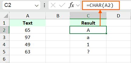 Reverse of CODE Function in Excel