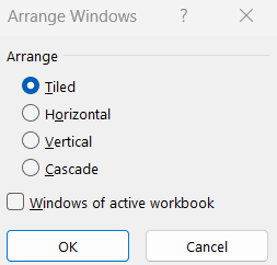 Arange All Windows - Excel New Window