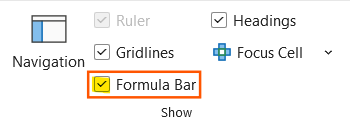 How to Show or Hide the Formula Bar in Excel