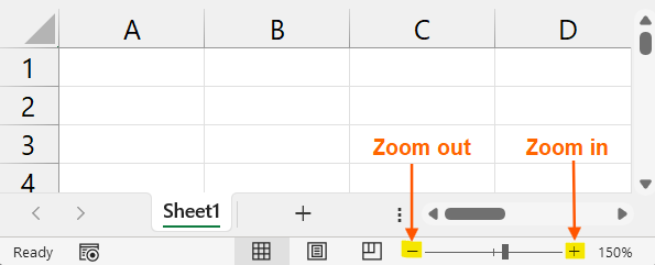 How to Zoom In and Out in Excel using Zoom Slider