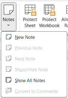 How to add a New Note in Excel