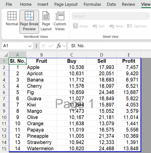 Page Break Preview in Excel