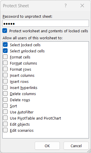 Protect Worksheet in Excel