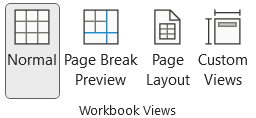 What are the different Types of Workbook Views in Excel