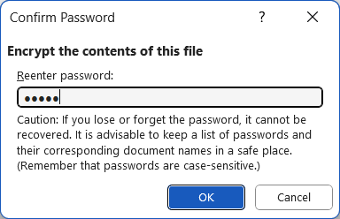 Confirm Password to Encrypt Document Confirm Password to Encrypt Document