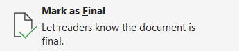 Mark the Document as Final Mark the Document as Final