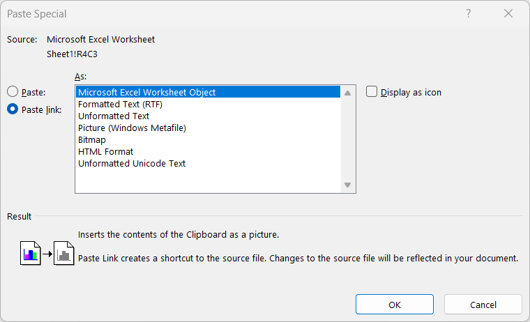 Paste Link in Word Clipboard