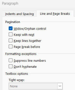 Advanced formatting of line and page breaks in Microsoft Word Advanced formatting of line and page breaks in Microsoft Word