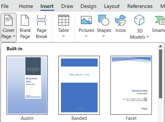 How to Create a Cover Page in Microsoft Word using Templates