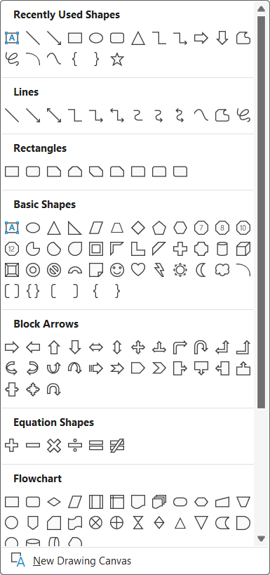 Microsoft Word illustrations - Shapes