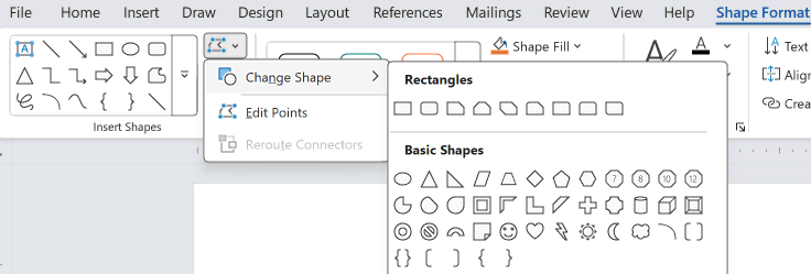 Change Shape of Text Box in Word