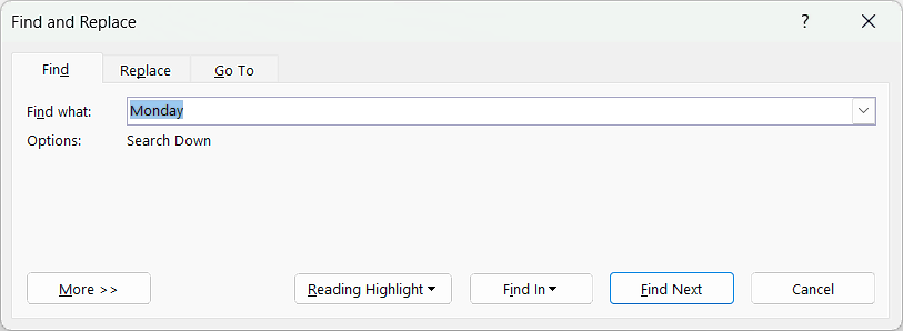 Advanced Find in Microsoft Word